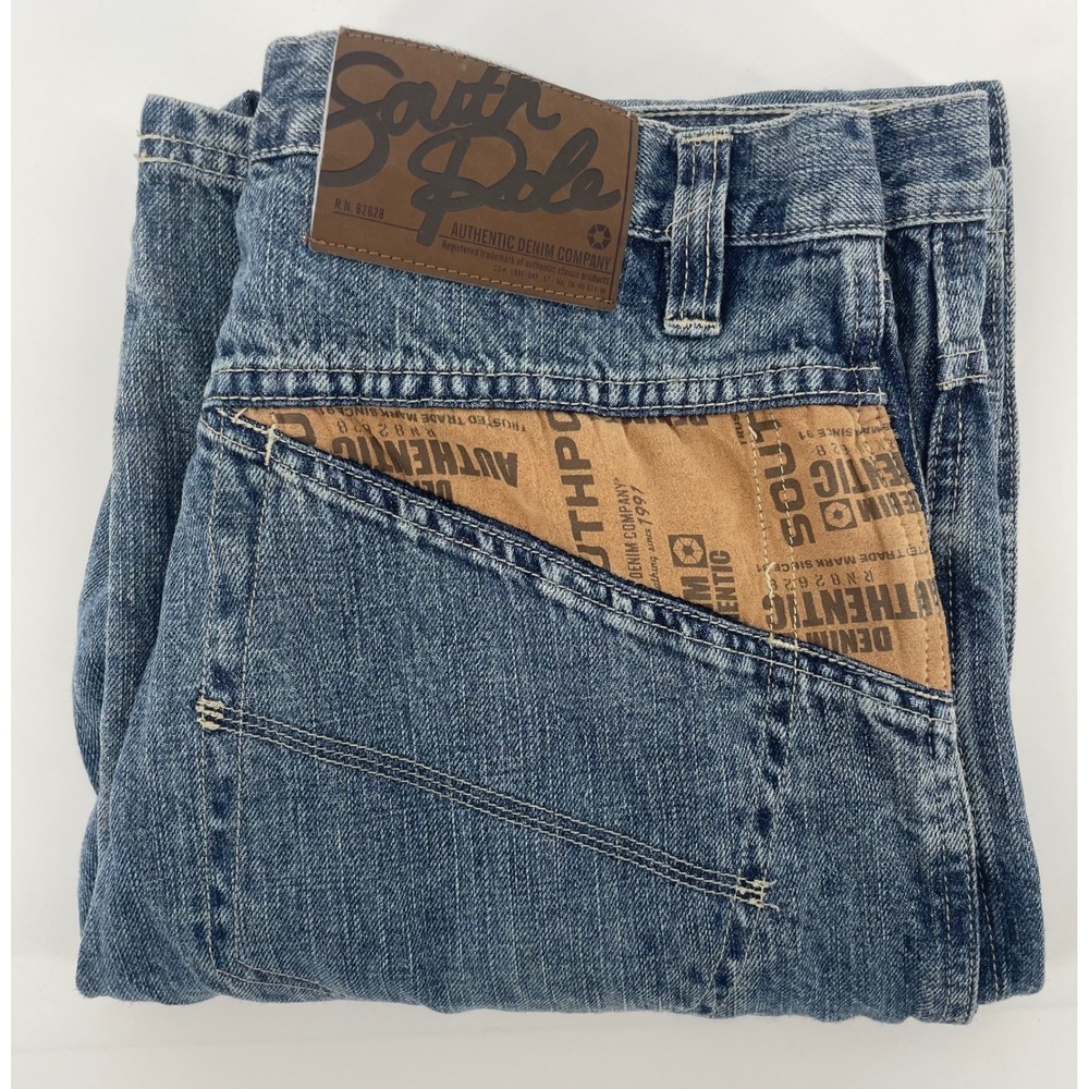 Southpole Baggy Jeans Men 34 Blue Y2K Streetwear Relaxed Fit Paneled Denim Retro